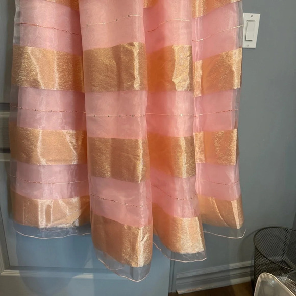 Show Me Your Mumu Pink Gold Stripe Organza Princess Dress Lace Up Flouncy O/S - Picture 5 of 14